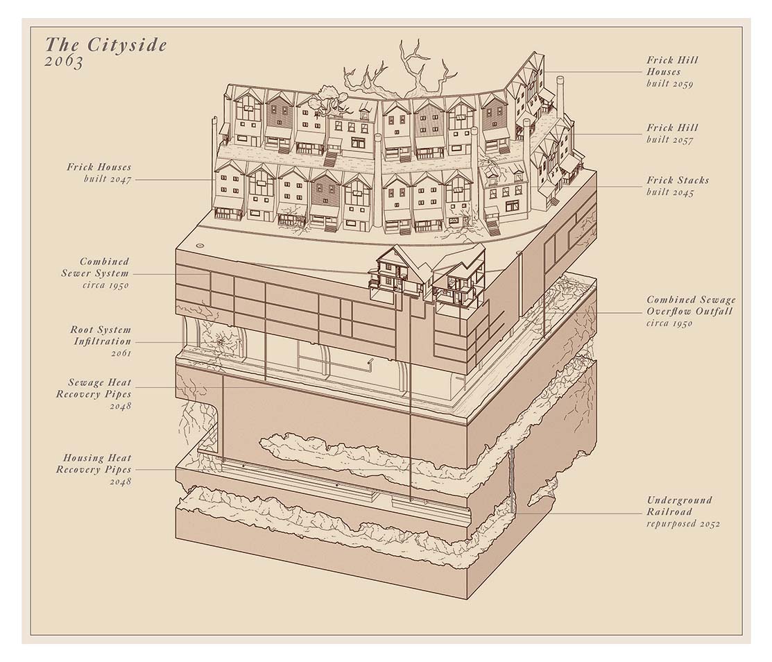 Axonometric Drawing of the City side